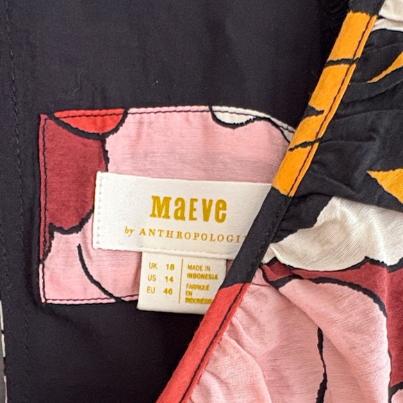 Anthropologie Maeve Deep-V Ruched Midi Dress sz 14 - Picture 6 of 6